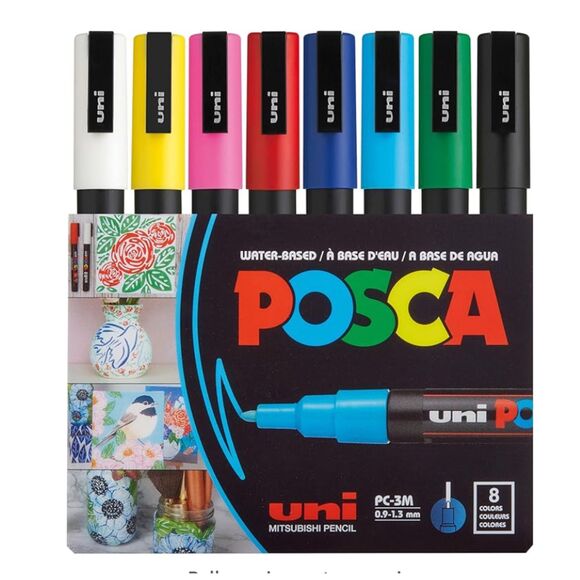 Posca NWT 8 Posca Paint Markers, 3M Fine with Reversible Tips Markers - Picture 1 of 4